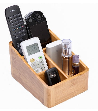 Bamboo Desktop Organizer – Storage Box for Remotes, Stationery & Office Supplies - My Store