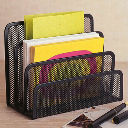 Metal Mesh File & Mail Holder – Desk Organizer for Documents, Mail & Papers