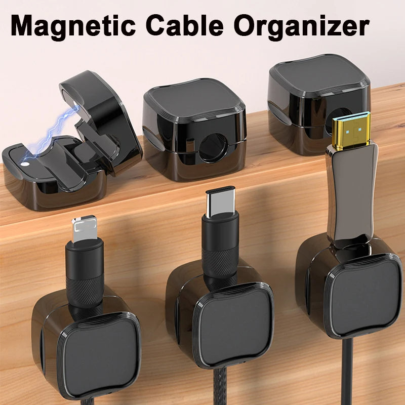 Magnetic Cable Organizer clip opened showing internal magnets - Efficient Office