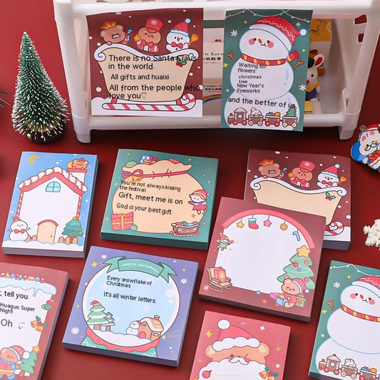 Christmas Cartoon Sticky Notes – Cute Tear-Away Mini Notepad