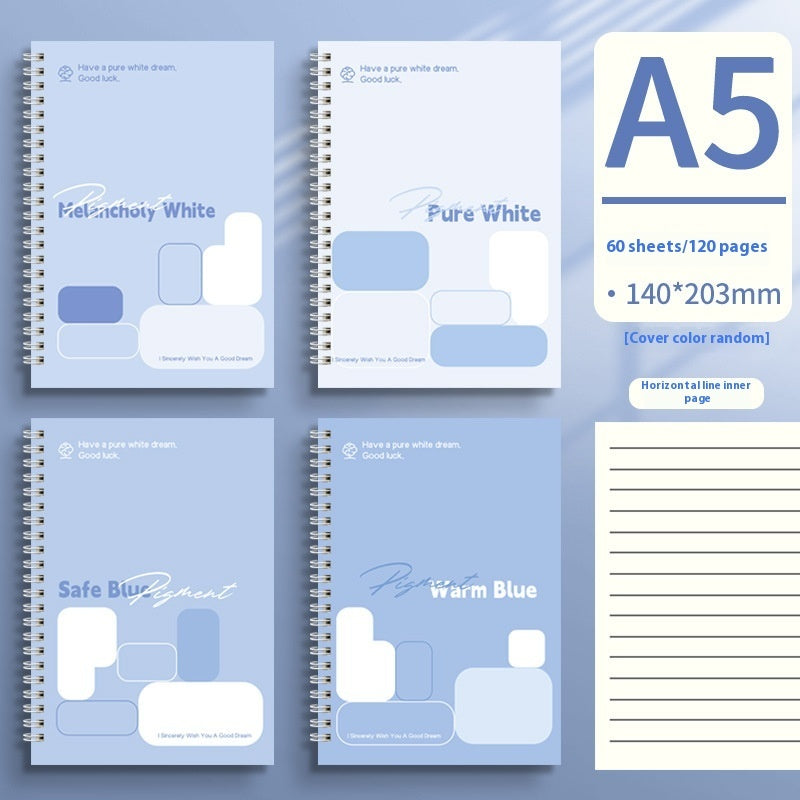 Simple Blue A5 Spiral Notebook – Minimalist Daily Notes