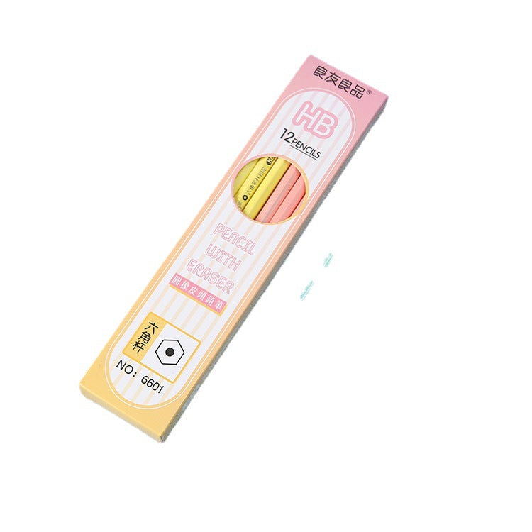 HB Wooden Pencils with Eraser, 12-Pack