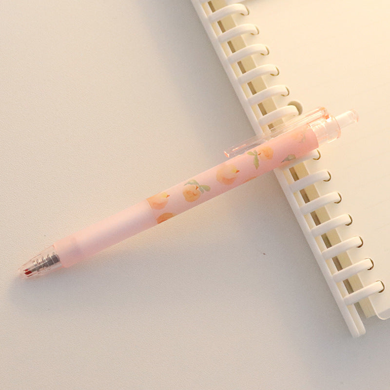 Kawaii Peach Press Gel Pen – Cute 0.5mm Smooth Writing Korean Stationery