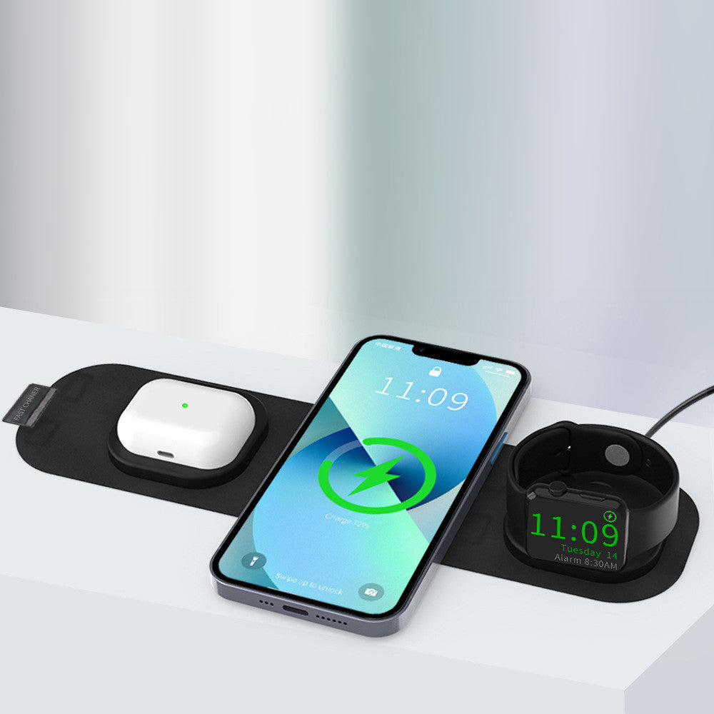 3-in-1 Foldable Wireless Travel Charger – Fast Charging for Phone, Watch & Earbuds